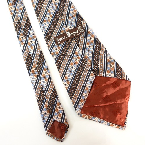Guy Laroche Neck Tie Mens Multicolor Fair Isle Nordic Silk Tribal Native France - Picture 5 of 7