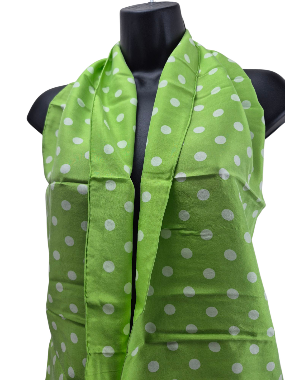 Echo Silk Scarf Green Polka Dot Rectangular 10/50" - image 2