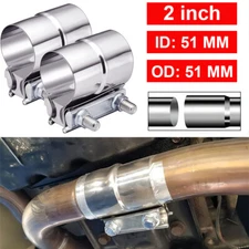 2PCS 2" Inch Stainless Steel Lap Joint Exhaust Clamp for Catback Muffler Pipe