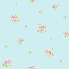 Shabby Chic Wallpaper - Antique Rose - Sky Blue Pink - Vintage Look - 268033