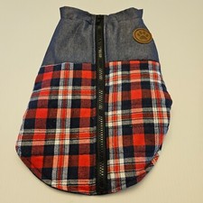 Dog Flannel lined Coat RED/BLK Checker British Style Dog  Size: SM