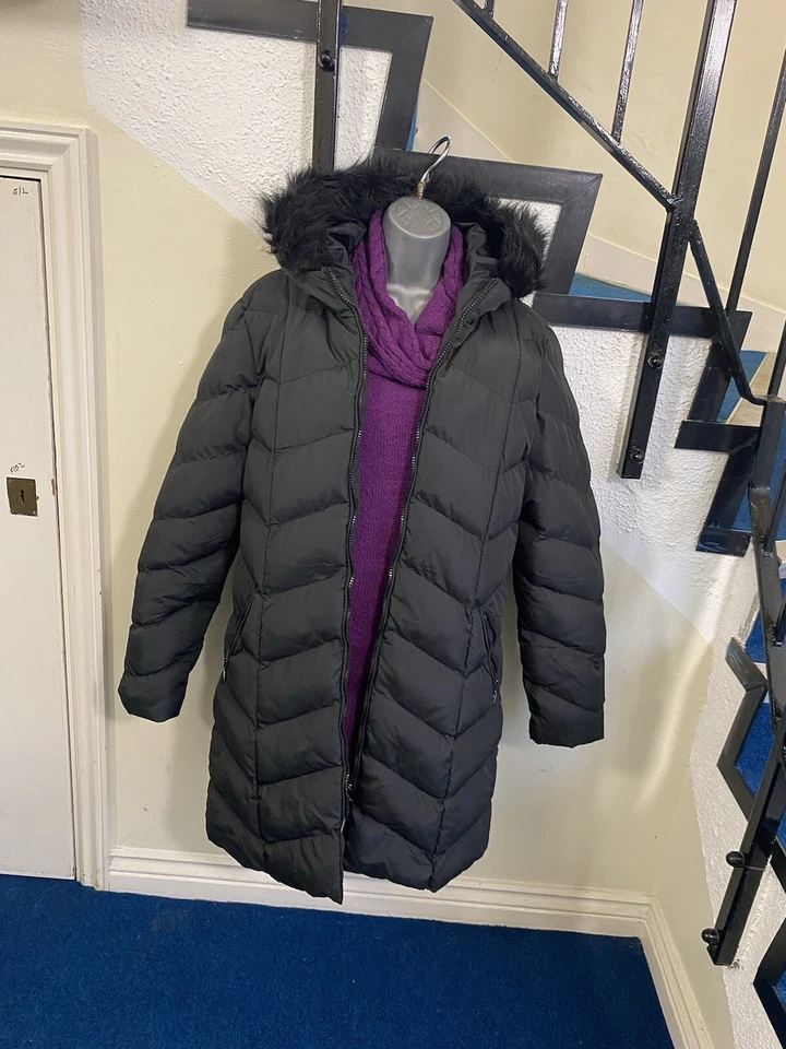 Boohoo Black Puffer Parka Women’s Coat Brand New Size Uk 12 - Image 4 of 4