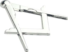 Masonic Master Mason Square & Compass Cut Out Car Auto Metal Emblem Silver 4.40"