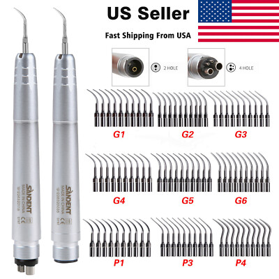 Dental Ultrasonic Air Perio Scaler Handpiece Hygienist 2/4 Hole With 3 Tips USA