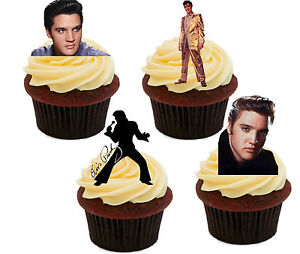 elvis the king birthday x24 edible stand up cup cake toppers wafer *pre-cut 