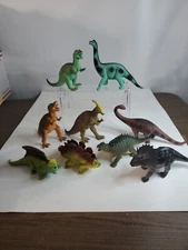 Vintage Dinosaur Lot of 10 Figures T-Rex Prehistoric Animals Educational Plastic