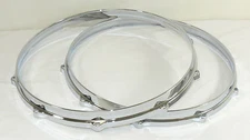 14" 10 hole Die Cast Drum Hoops 1 Batter & 1 Snare Build Restoration Set Chrome