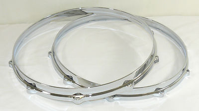14'' 10 hole Die Cast Drum Hoops 1 Batter & 1 Snare Build Restoration Set Chrome