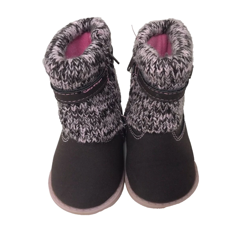 Rugged Bear Toddler's Girl's Comfort Warm Zip Up Boots Brown/Pink Size:4 127X - Image 3 of 4