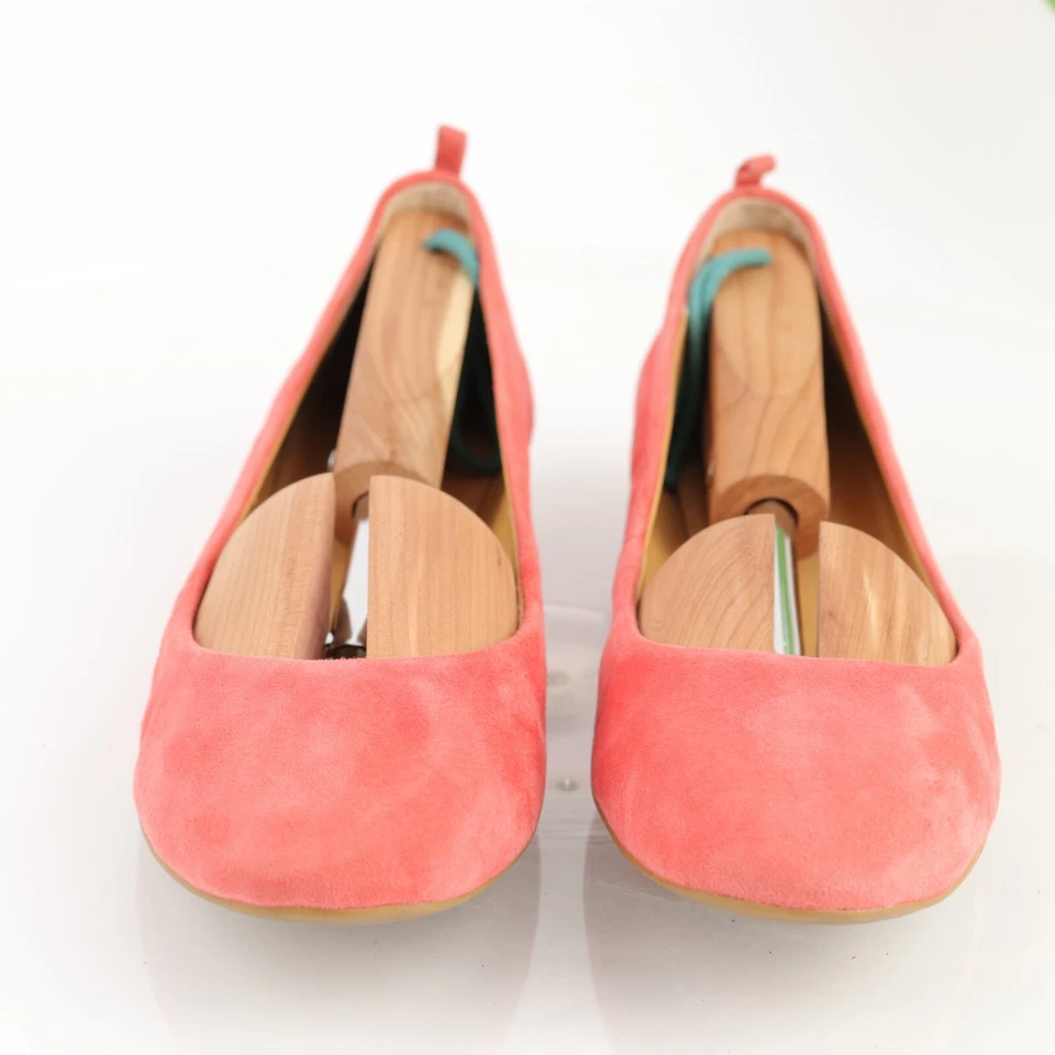 J Crew женщин Anya балет плоский размер 7,5 коралл красный замши поскользнуться на обуви классический - Изображение 2 из 4