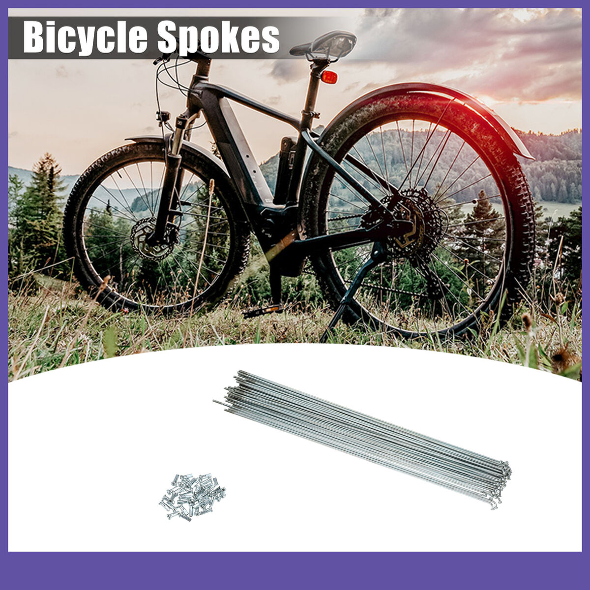Thirty-six 14G J Bend 263mm Bike Bicycle Spokes with Nipples Thirty-six 14G J Bend 263mm Bike Bicycle Spokes with Nipples
