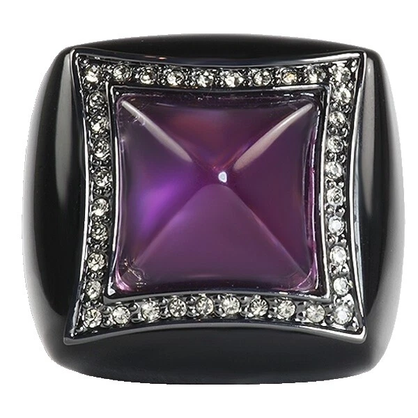 Anéis Moda Coquetel de Resina Folheado a Ródio