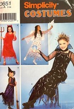 Simplicity Girls' Costume Pattern 0651 Size 7-14 UNCUT