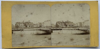 SWITZERLAND Geneva Le Pont c1865 Photo Stereo Albumin Vintage P78L4n