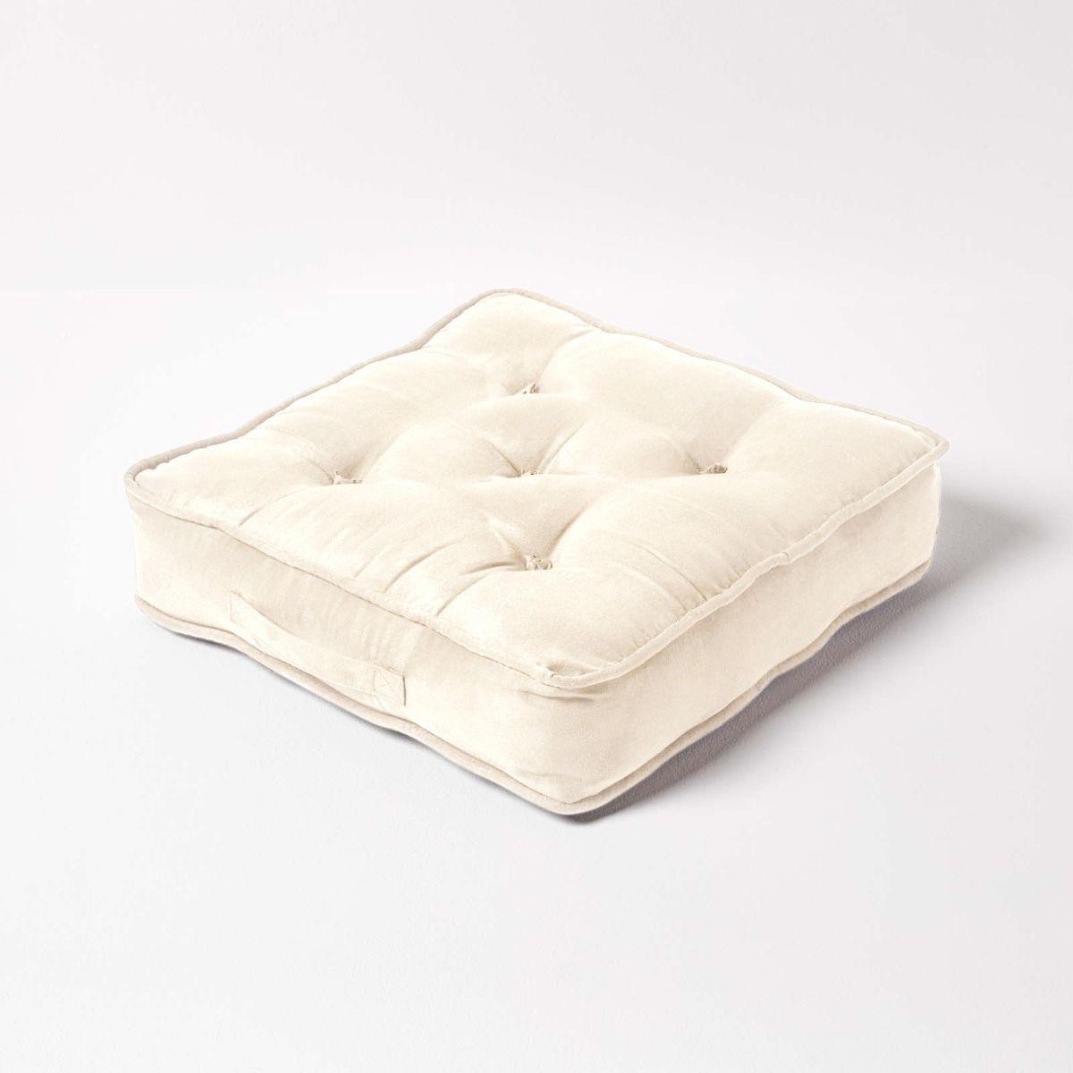 Cream Faux Suede Armchair Booster Cushion Firm 50 cm Square Seat - Main Image