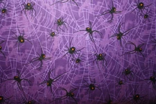 SPIDERS AND WEBS ON PURPLE FROM ANDOVER  -  100% COTTON FABRIC