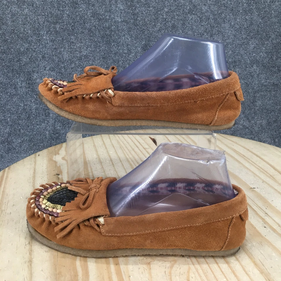 Sandálias Buyamba Feminina 6 Mocassins Camurça Marrom Franja Casual Conforto Baixo - Imagem 2 de 4