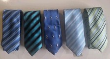 5 Neck Ties Striped And Patterened Blue Vgc Free Post