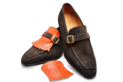 Genuine Handmade Men,s Removable Kilties Loafer Shoes Formal Dress Casual Shoe