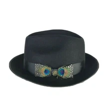 Steven Land Men's Black Fedora Hat Australian 100% Wool Giuliano Sizes M - XL