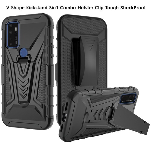 Funda híbrida con clip de cinturón giratorio para Cricket Dream 5G 3 en 1 - Imagen 4 de 29