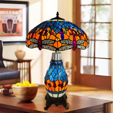 Multicolor Tiffany Style Clustered Table Lamp For Bedroom Glass Desk Study Light