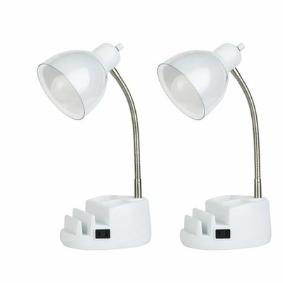 2-Pieces Mainstays Multi-Purpose Organizer Task Lamp White Not Include Bulbs