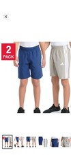 Adidas Boy's Unisex Pull-On 2-Pack Shorts Navy  Tan Large 14-16