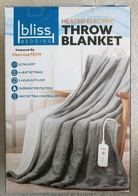 Bliss Bedding Heated Electric Throw Blankek  New Sealed Free Shipping.          