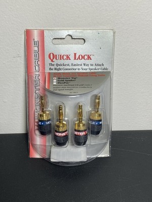   Monster Quick Lock Banana Plugs Modular Speaker Cable Qlock Pair Termination