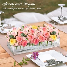 Acrylic Flower Vase Floral Arranger Rectangle Floral Centerpiece Dining Table