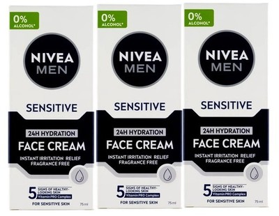 (PACK OF 3) NIVEA MEN SENSITIVE 5 VITAMIN PRO COMPLEX FACE CREAM 3X75ML/2.54oz
