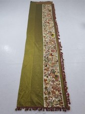 Antique Victorian Silk Runner with Needlepoint Intricate Floral Border 300x70cm