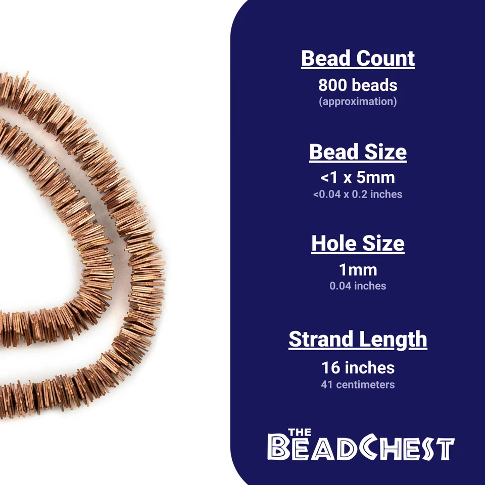 Copper Square Heishi Beads 5mm 16 Inch Strand - Image 4 of 4