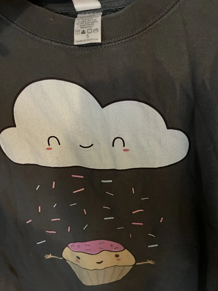 Sudadera Design By Humans Gris Happy Cloud Espolvorear Lluvia Cupcake Mujer S Foto 3 de 4
