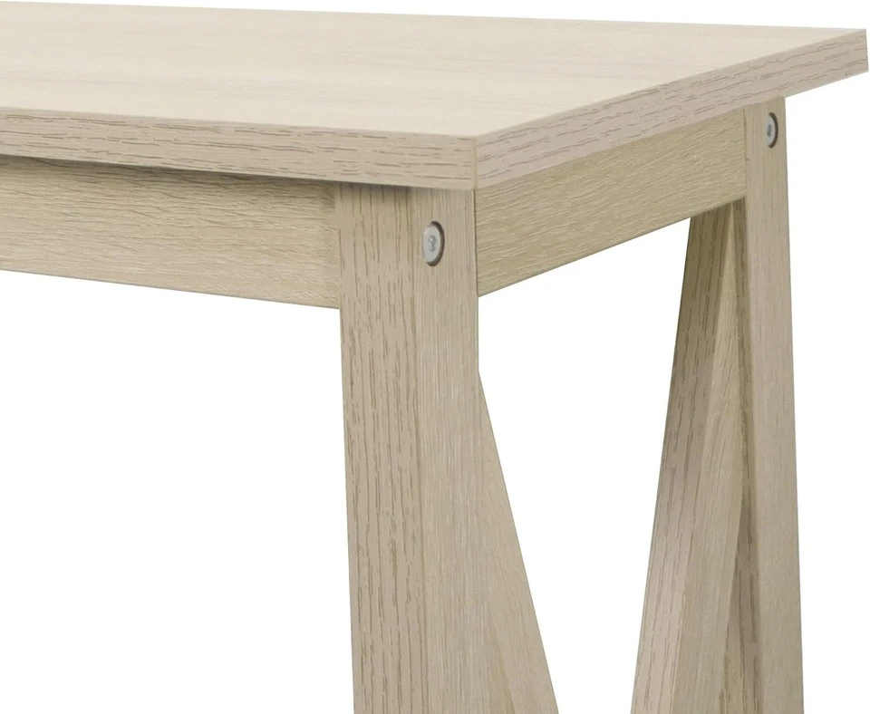 Mesa console 39 polegadas fazenda moderna 2 camadas armazenamento carvalho branco - Imagem 3 de 4