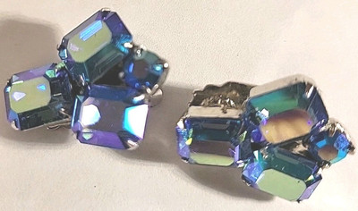 Blue Clip-on Earrings Signed Weiss 
