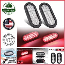 6 Inch Oval Clear Lens Red 24 LED Stop Brake Signal Lights Clear/Red Pack of 2