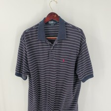 Vintage Polo By Ralph Lauren Striped Classic Golf Polo Shirt Navy Blue Size XL