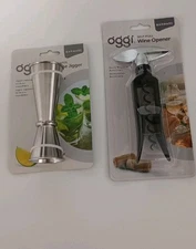 New OGGI Wine Bottle Opener Self Pulling Corkscrew And Japanese Jigger Set