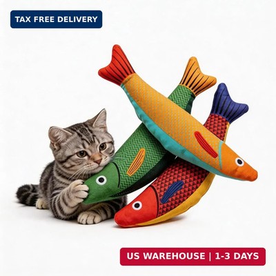 3D Realistic Catnip Cat Toys 3 Pack, Durable Catnip Fish Kicker Toy for Indoor C
