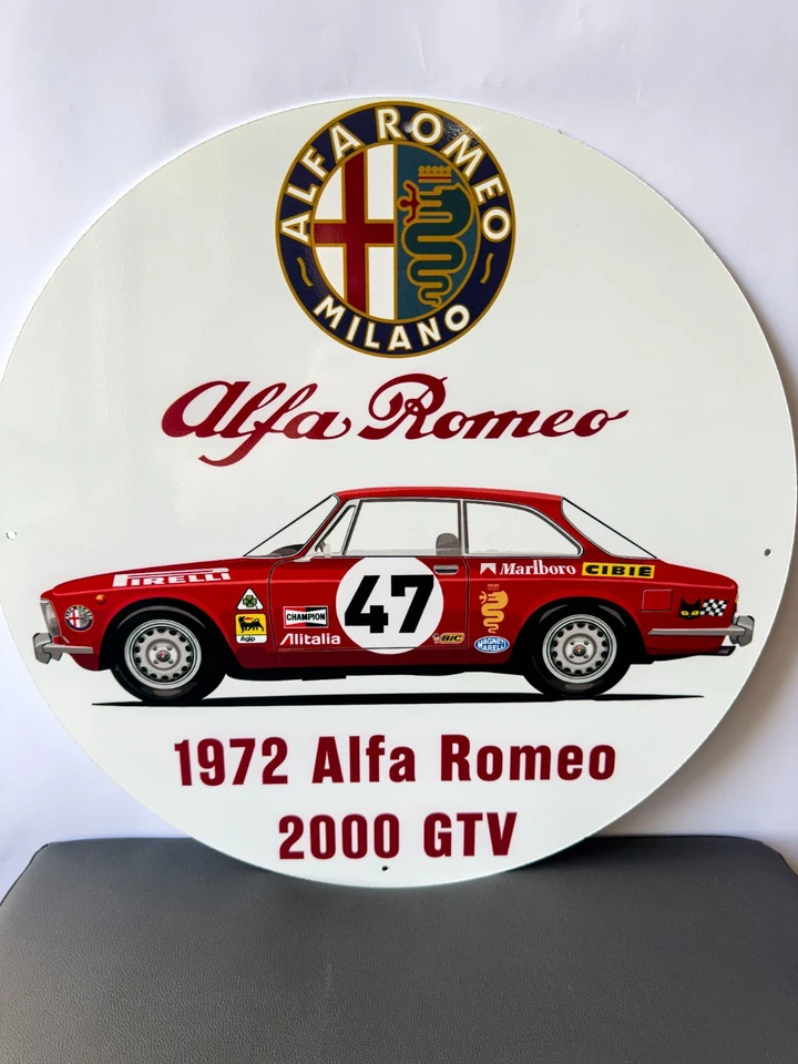 1972 Alfa Romeo 2000 GTV Racing Tribute Heavy Metal Sign XL  - 19.7" (50 cm) - Image 2 of 4