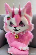 Fursuit Long haired Dog Fox Mascot Party Halloween Fur Cosplay(head+claws)