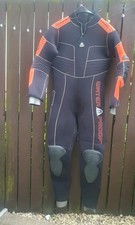 Waterproof W2 7mm Wetsuit Black/Orange — Back Zip — Excellent Condition