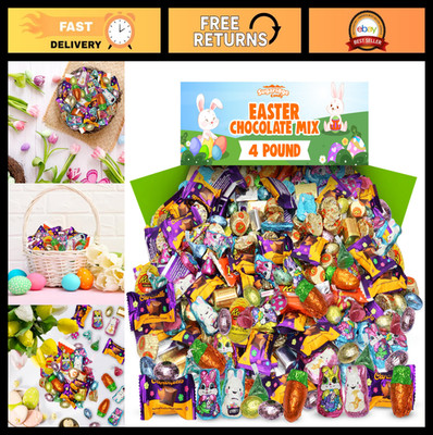 Easter Chocolate Candy Mix - 4 lb Assorted Wrapped Treats for Parties, Egg Hunts