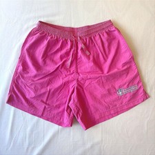 Vintage 90s 6" Inseam Champion Triple Script Shorts Medium Pink Teal Elastic