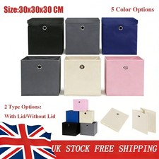 Foldable Fabric Cube with Lid Storage Boxes Collapsible Toys Books Organizer