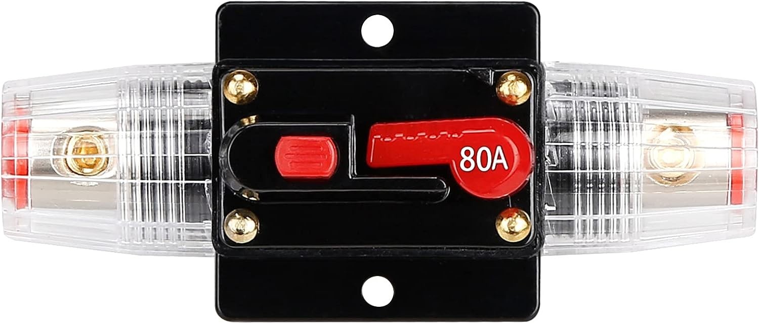 80 Amp 12V-24V DC Fuse Holder,Audio Circuit Breaker,Auto Car Stereo Inline Fuse 
