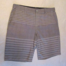 Hang Ten Multi-Tone Gray Stripe Ltwt Quick Dry Board Shorts - Men's Size 36