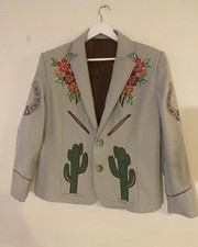 Men's Green 2-Piece Suit Floral Embroidered Western Wedding Prom Slim